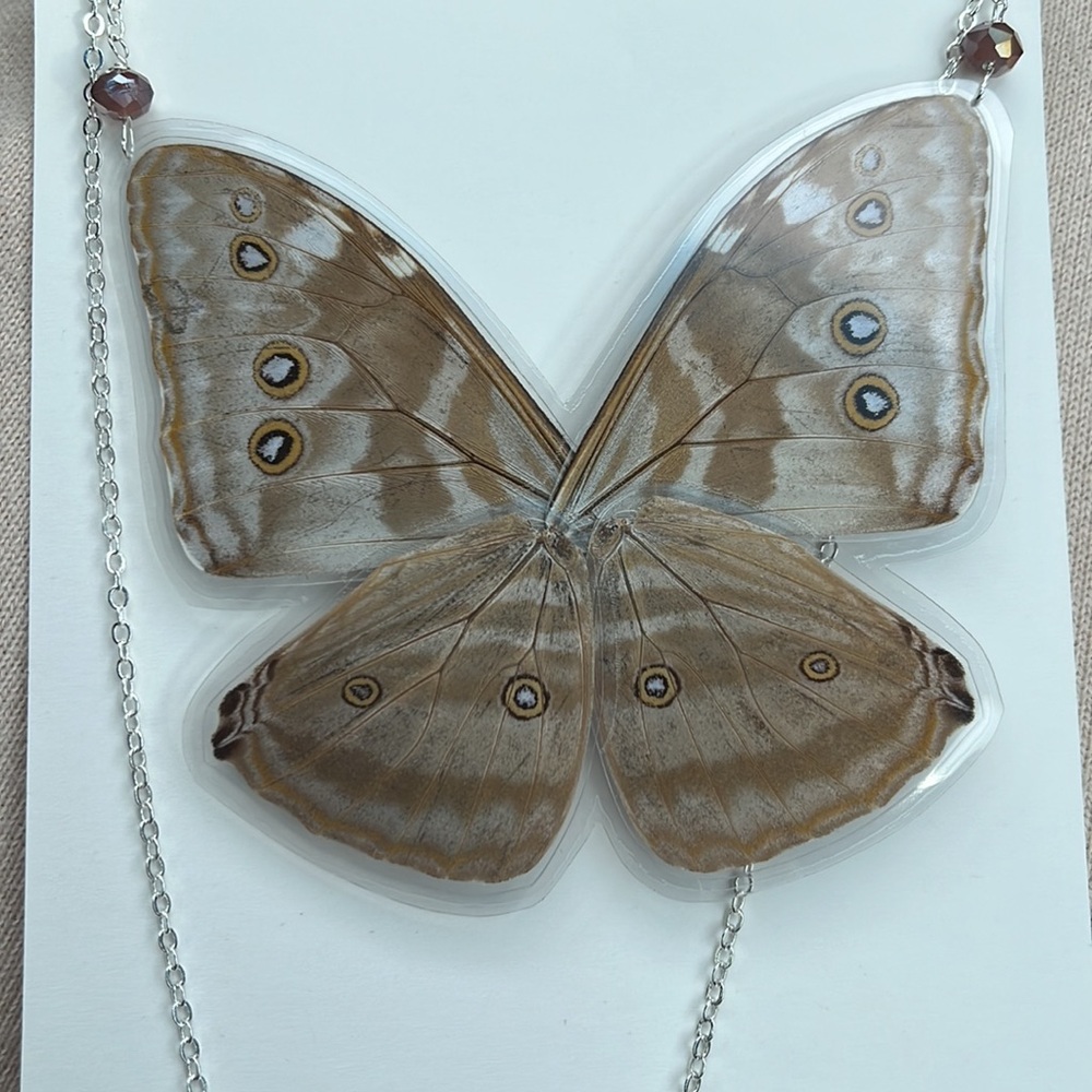 Blue Morpho Real Butterfly Statement Necklace - image 3